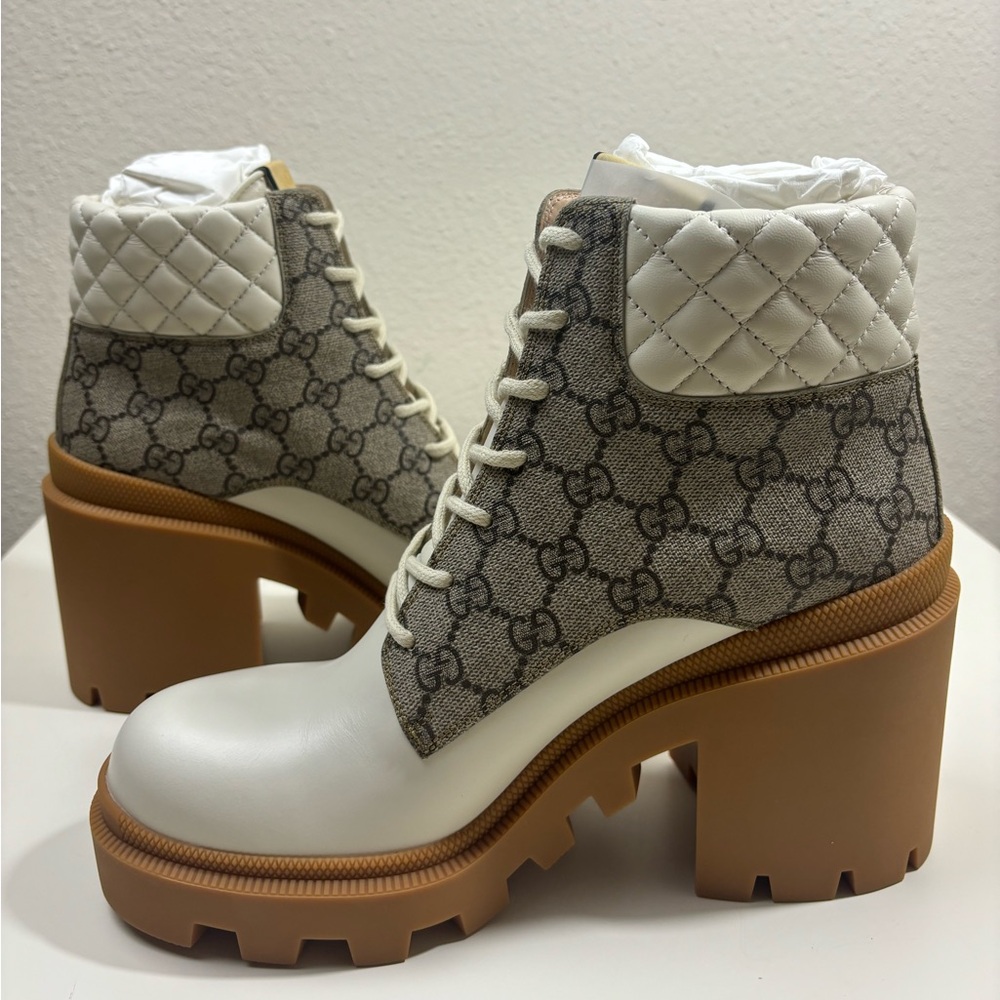 Gucci GG Logo Platform High Block Heel ankle boot - Picture 6 of 10